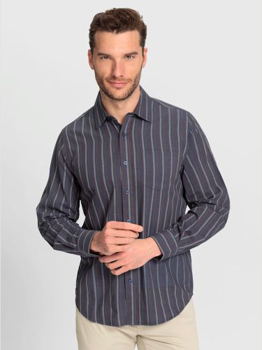 Chemise à manches longues rayures en fils teintés - Catamaran - Modalova