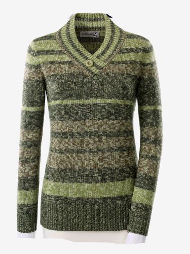 Pull rayé fils chinés doux encolure en v - Collection L - Modalova