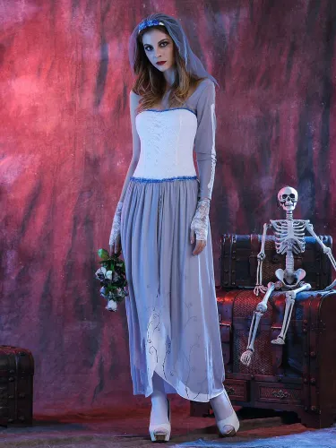 Halloween Costume Chapellerie Robe Femmes Mariée Set Costumes de Fêtes Déguisements Halloween - milanoo.com - Modalova