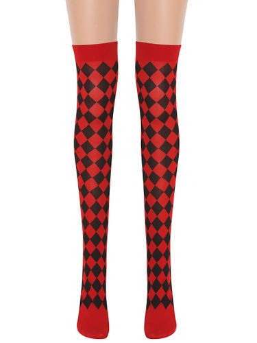 Femmes Saloon Bas Noir Plaid Genou Chaussettes Hautes Halloween Cosplay Costume Accessoires - milanoo.com - Modalova