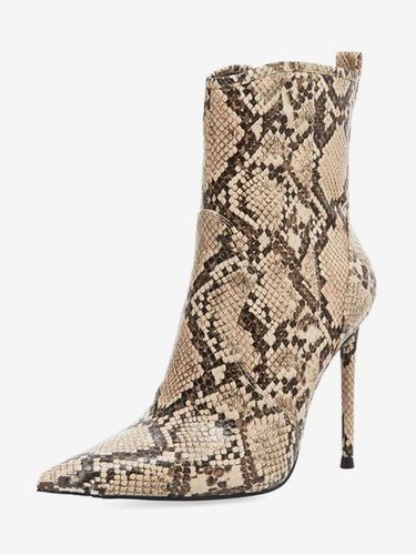 Bottiness en cuir Synthétique imprimé python bout pointu talon aiguille bottes à talons hauts - milanoo.com - Modalova