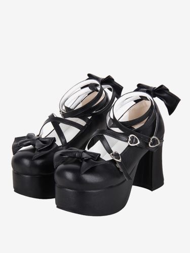 Chaussures Sweet Lolita avec nœud et bout rond en cuir PU - milanoo.com - Modalova