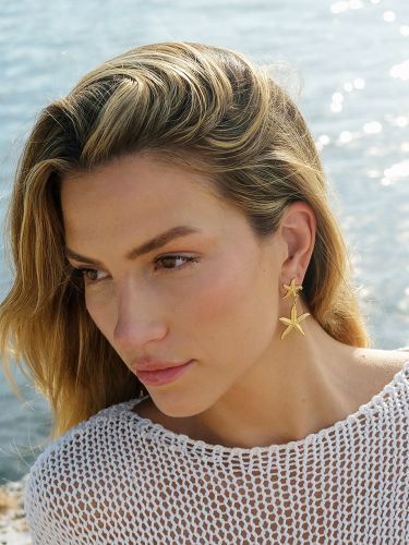 Boucles d'oreilles double étoile de mer plaqué sculpté boucles d'oreilles chics et polyvalentes - milanoo.com - Modalova
