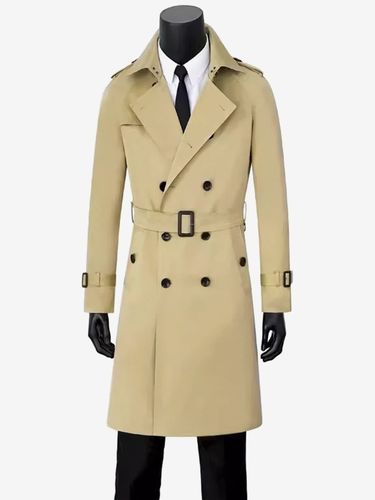Manteaux Costumes Double boutonnage ceinture Col rabattu Chic Kaki Mode - milanoo.com - Modalova