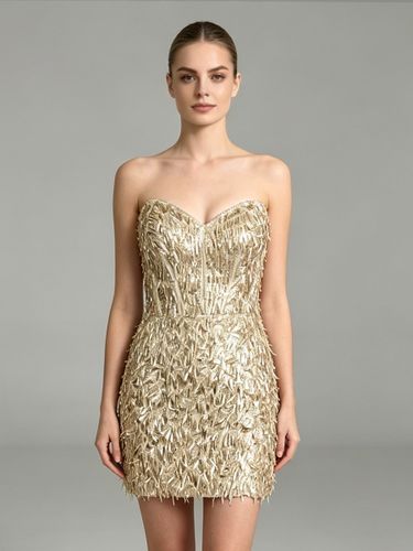 Robe de bal à sequins et décolleté en cœur pour les fêtes de fin d'année - milanoo.com - Modalova