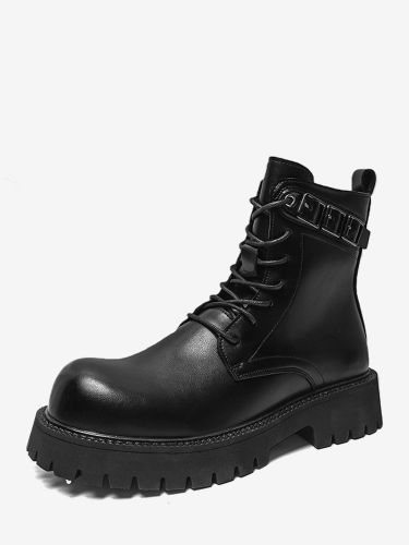 Bottes Martin s bottines à lacets à bout rond - milanoo.com - Modalova