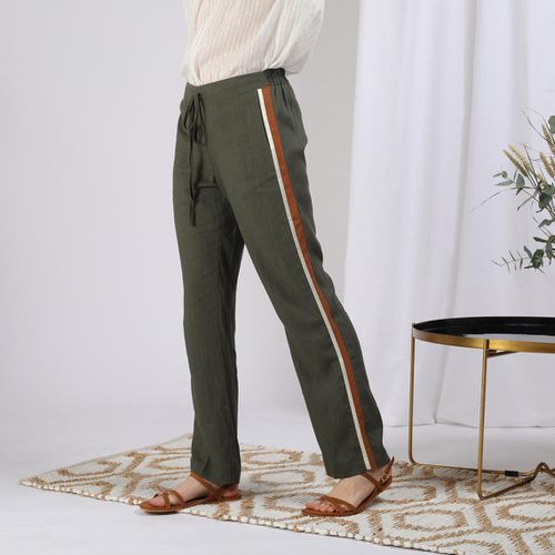 Pantalon en lin avec bandes appliquées - 3S. x Le Vestiaire - Modalova