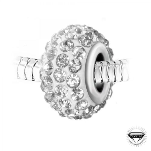 Charm perle pavé de cristaux blancs et acier par SC Crystal - So Charm Bijoux - Modalova