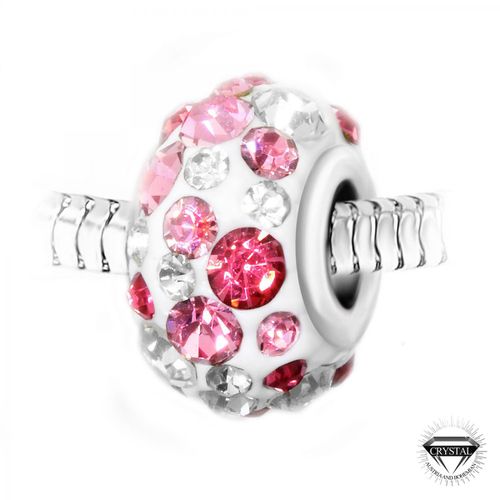 Charm perle blanc pavé de cristaux roses et blancs et acier par SC Crystal - So Charm Bijoux - Modalova