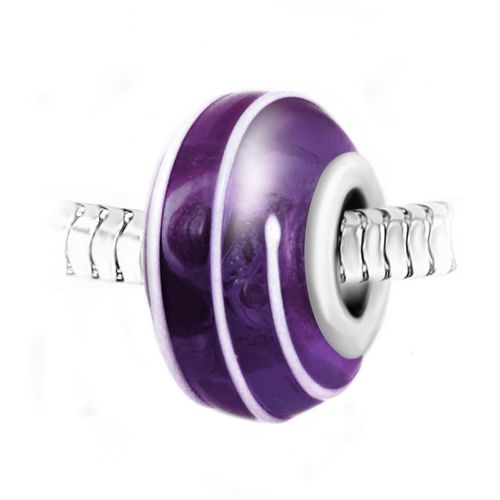 Charm perle spirale verre décoré main et acier par SC Crystal - So Charm Bijoux - Modalova