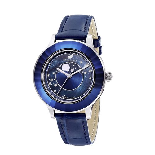 Montre Swarovski 5516305 - Octea Lux Cadran Phase Lune Bracelet Cuir Lunette Cristal Dark Indigo - Swarovski montres - Modalova