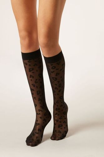 Animal Pattern Sheer Knee-High Socks Woman Size TU - Calzedonia - Modalova