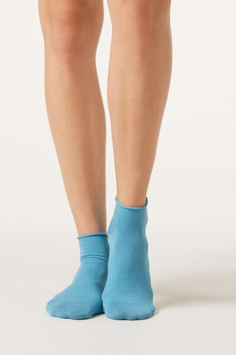 Cuffless Short Socks in Cotton Woman Light Blue Size 36-38 - Calzedonia - Modalova