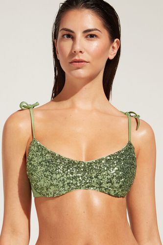 Padded Tank-Style Swimsuit Top Cannes Woman Green Size 2 - Calzedonia - Modalova