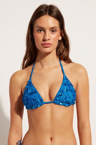 Triangle String Floral Sequin Swimsuit Top Parigi Woman Blue Size 3 - Calzedonia - Modalova