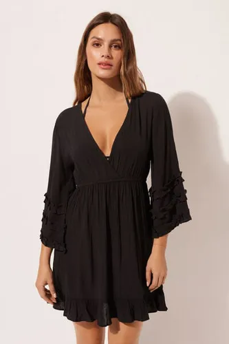 Ruched V-Neck Dress Woman Black Size M - Calzedonia - Modalova