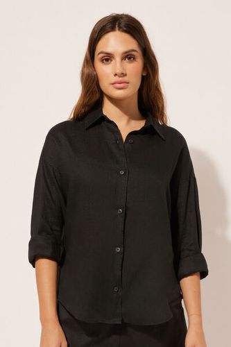 Cropped Linen Shirt Woman Black Size S - Calzedonia - Modalova