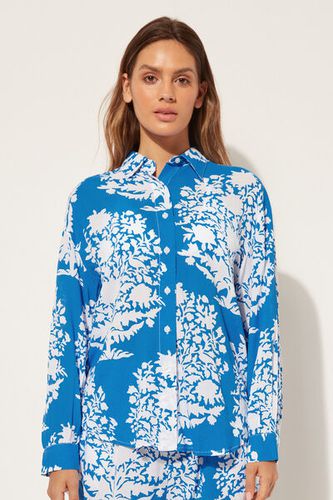 Cropped Cotton Shirt Woman Blue Size L - Calzedonia - Modalova