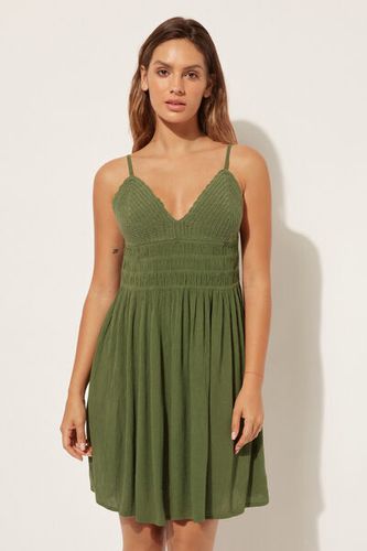 Short Crocheted Dress Woman Green Size L - Calzedonia - Modalova