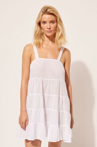Short Ruffle Dress Woman White Size L - Calzedonia - Modalova