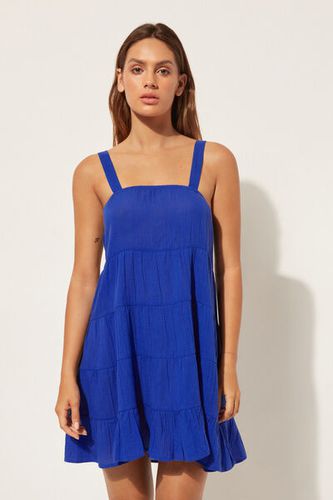 Short Ruffle Dress Woman Blue Size S - Calzedonia - Modalova