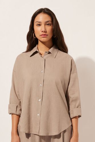 Cropped Linen and Viscose Shirt Woman Size M - Calzedonia - Modalova