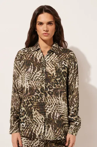 Cropped Animal Print Shirt Woman Green Size M - Calzedonia - Modalova