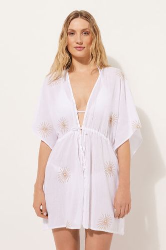 Cotton Caftan with Elegant Embroidery Woman White Size TU - Calzedonia - Modalova