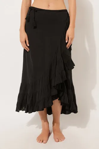 Long Ruffled Skirt Woman Black Size TU - Calzedonia - Modalova