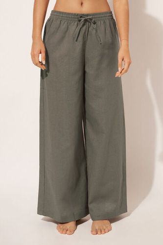 Cotton and Linen Pants Woman Green Size S - Calzedonia - Modalova