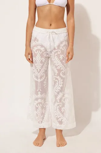 Embroidered Mesh Pants Woman White Size S - Calzedonia - Modalova