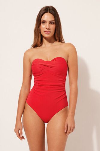 Lightly Padded One-Piece Slimming Swimsuit Classic Piquet Woman Red Size M - Calzedonia - Modalova
