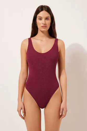 High Cut One Piece Swimsuit Crinkle Waves Woman Red Size XS - Calzedonia - Modalova