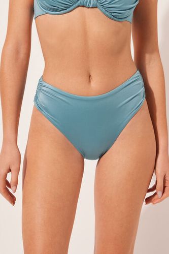 High Rise Swimsuit Bottom Shiny Satin Woman Light Blue Size S - Calzedonia - Modalova