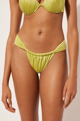 String Brazilian Swimsuit Bottom Shiny Satin Woman Yellow Size M - Calzedonia - Modalova