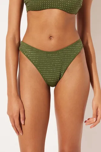 Brazilian Swimsuit Bottom Luxury Stones Woman Green Size L - Calzedonia - Modalova