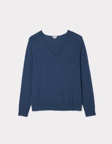 Pull doux à col V - bleu - celio - Modalova