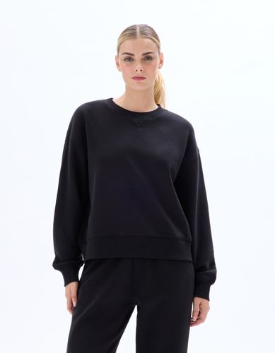 Sweat col rond en molleton - noir - celio - Modalova
