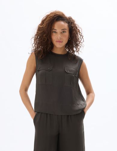 Blouse en satin sans manches - grise - celio - Modalova