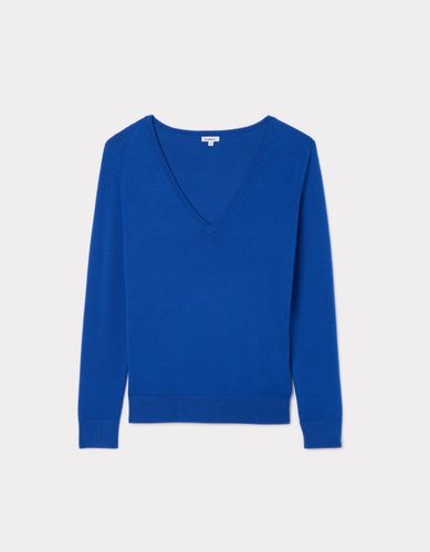 Pull en maille fine col V - bleu électrique - celio - Modalova