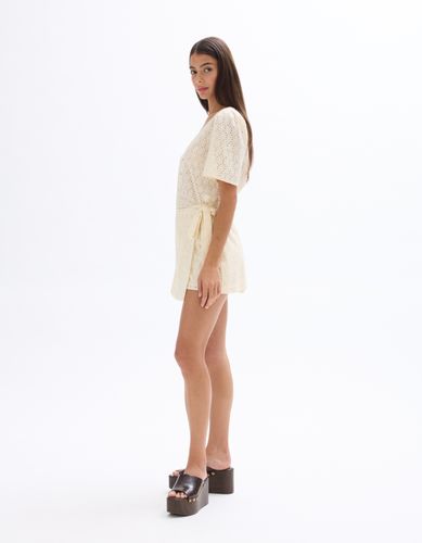 Jupe courte broderie anglaise - celio - Modalova