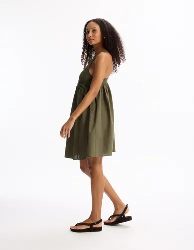 Robe courte broderie sur le haut - kaki - celio - Modalova