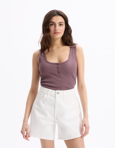 Débardeur côtelé court - violet - celio - Modalova