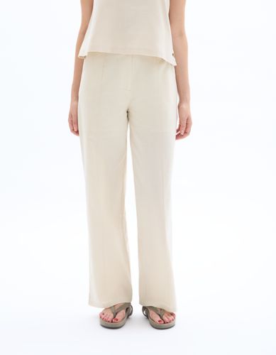 Pantalon fluide coton lin - beige - celio - Modalova
