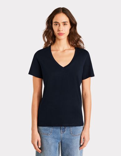 T-shirt en coton à col V - marine - celio - Modalova