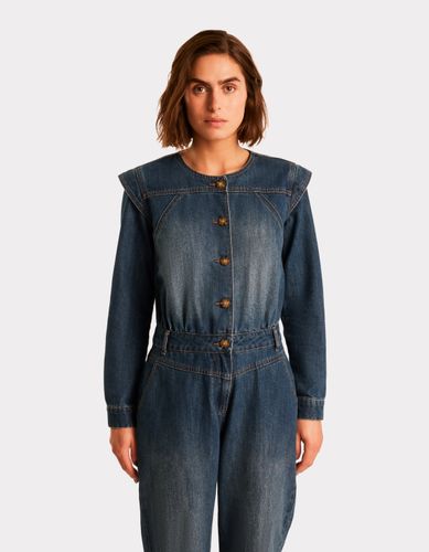Combinaison en denim col ras du cou - bleu - celio - Modalova