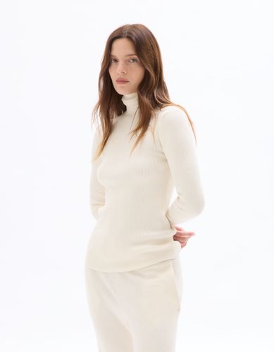 Pull côtelé à col roulé - écru - celio - Modalova