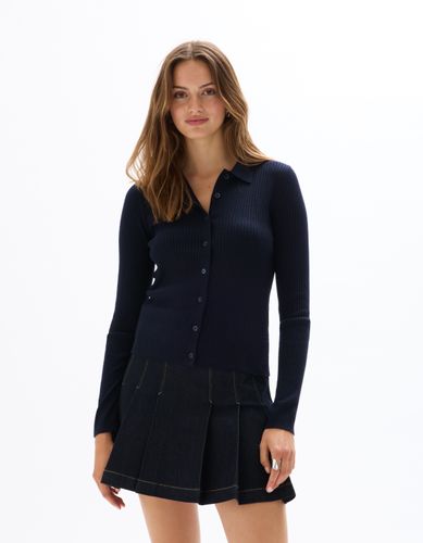 Gilet en maille côtelée - marine - celio - Modalova