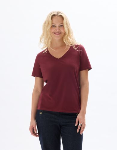 T-shirt en coton biologique col V - violet - celio - Modalova