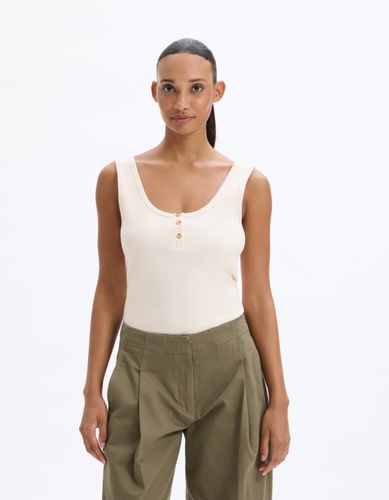 Débardeur côtelé court - beige - celio - Modalova